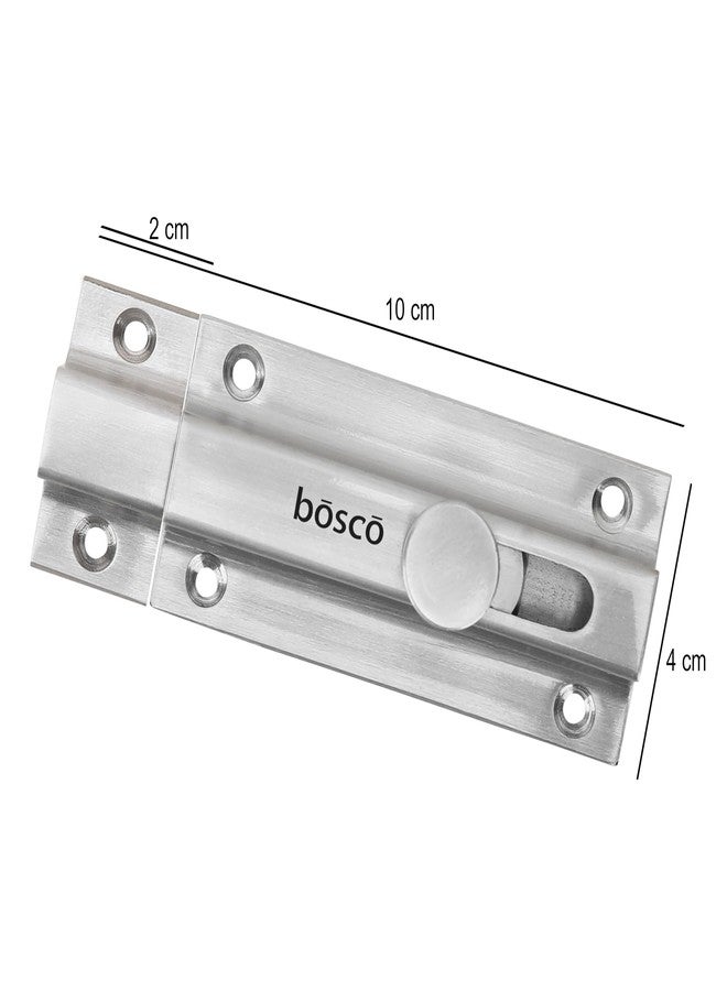 BOSCO Heavy-Duty Stainless Steel Door Security Latch Lock - 4 Inch Tower Bolt with Smooth Silver Finish for Bathroom, Kitchen, Bedroom, Balcony & Office - Rustproof, Durable, Easy to Install - 1 Pc - Image 2